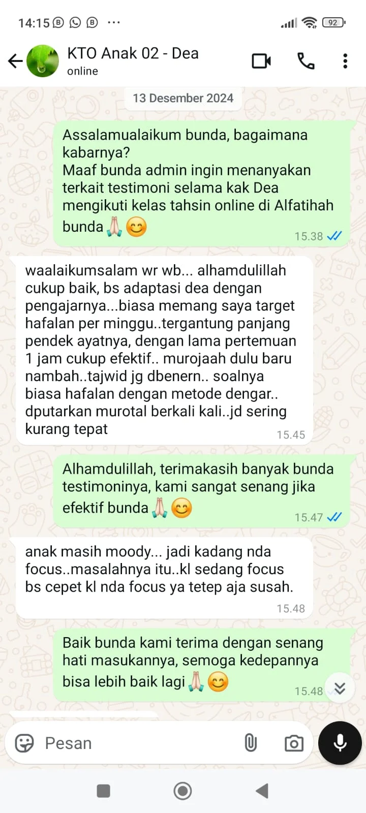 TESTIMONI ANAK 1