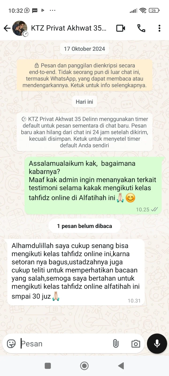 TESTIMONI TAHFIDZ